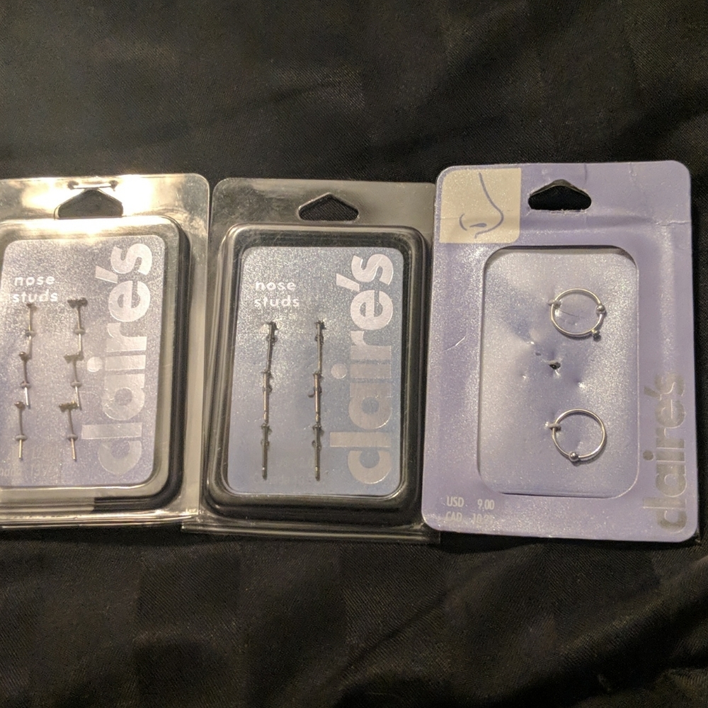 Claire's nose studs & rings - new